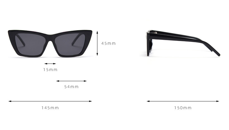 Fashion Trendy Women Sunglasses TR90 145MM Cat Eye On Round Face