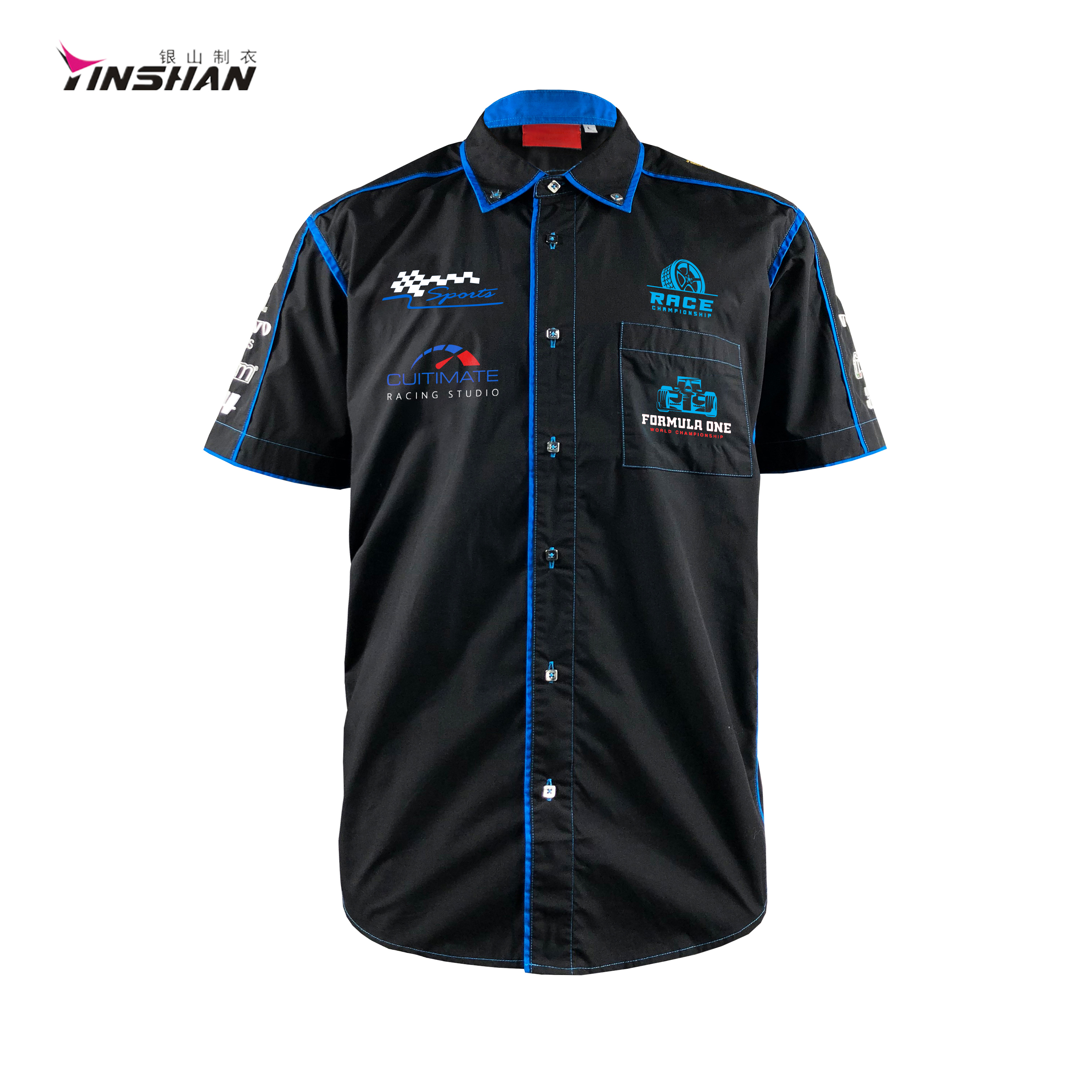 Unisex Wicking Breathable Polyester Shirt with Custom Logo Printed Black Sportswear