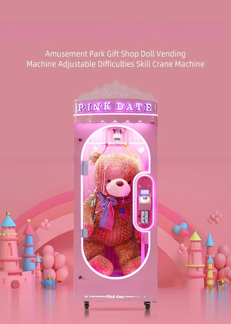 Dreamland factory coin operated cut ur prize vending machine bill acceptor ICT pink date big toys game machine