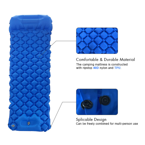Egg Groove Shaped Outdoor Sleeping Mat With Pillow Folding Sleeping Mat Camping