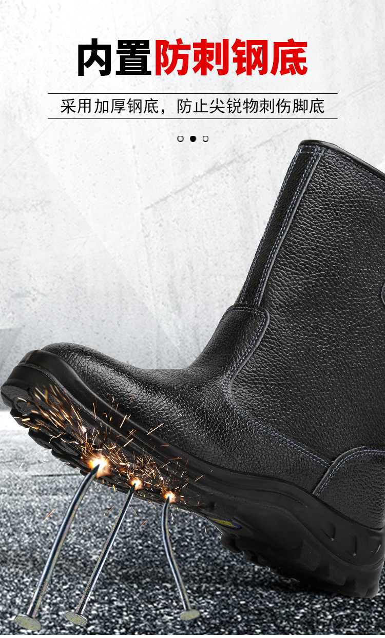 Kevlar Midsole Safety Shoes Cowhide Genuine Leather Work Boots with Steel Toe