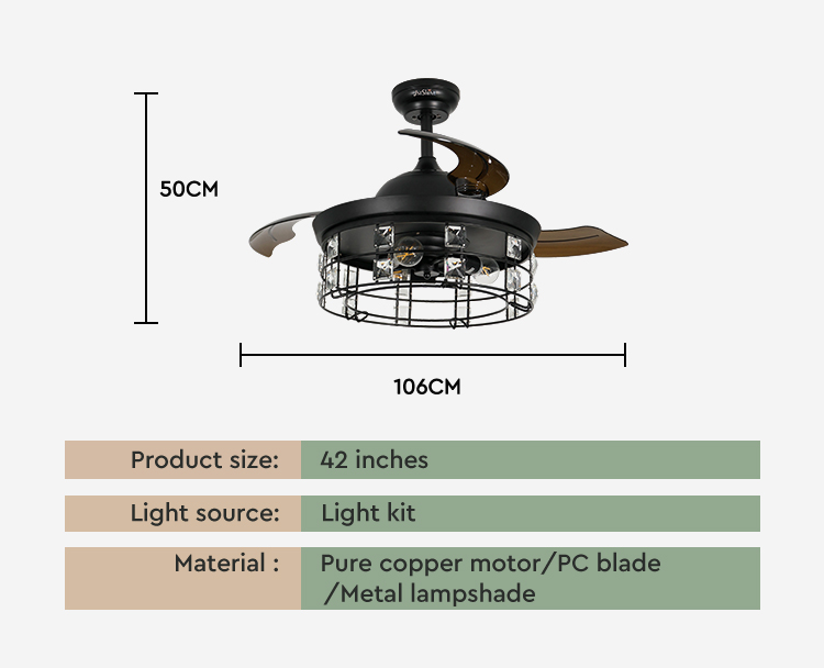 Lamp Body Material Metal 1stshine LED Ceiling Fan with Light Kit and Remote Control