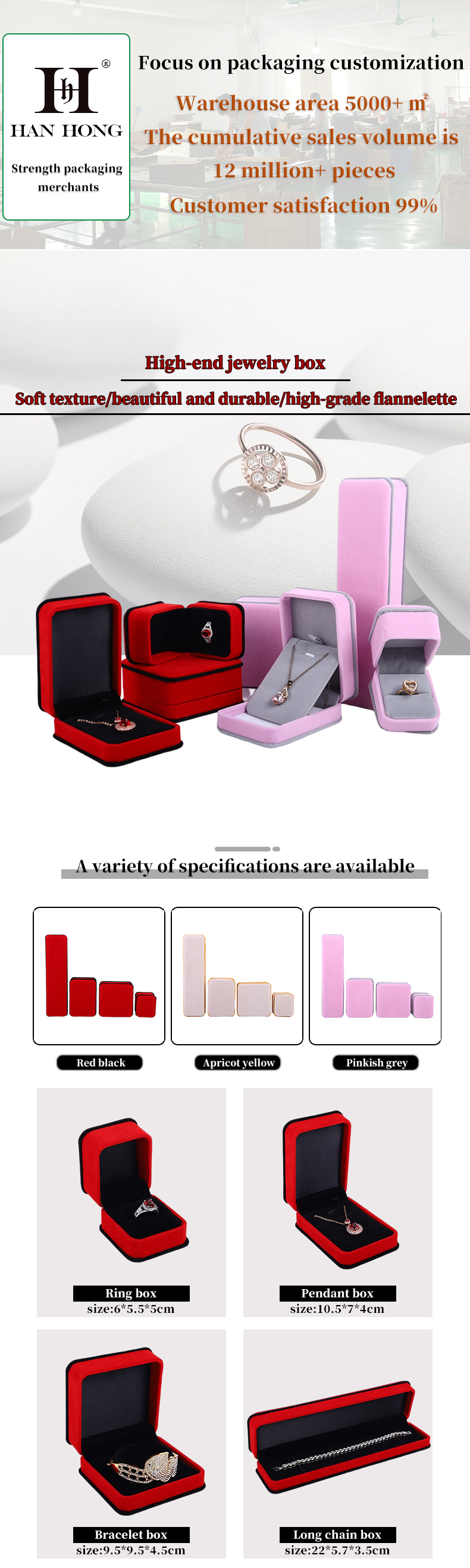 Custom Pink Velvet Jewelry Packaging Box for Bracelet Necklace Double Layer Ring