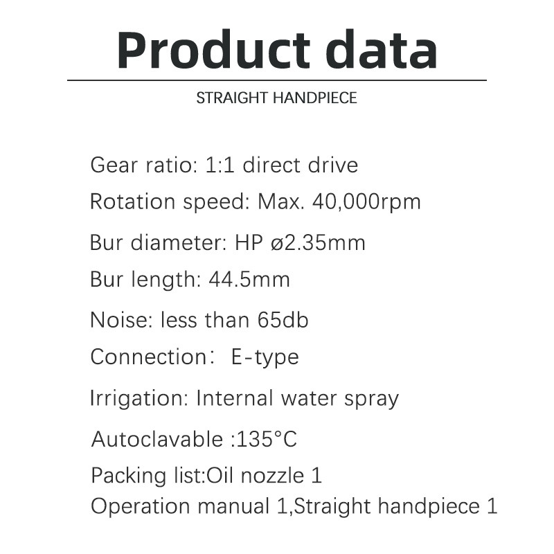 Air Turbine Dental Handpiece Straight Low Speed With Push Button Handpiece