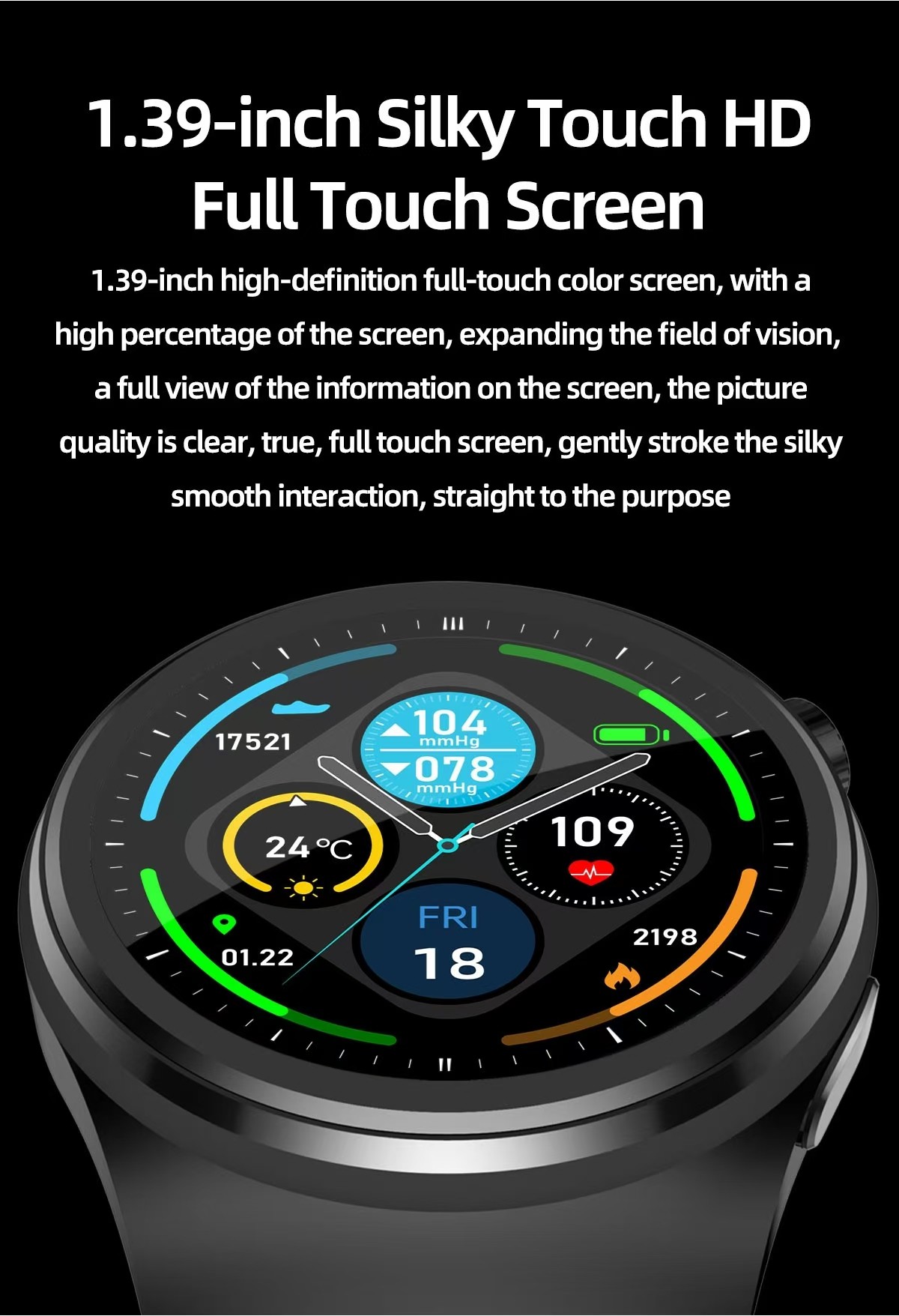 IPS Screen Air Pump Blood Pressure Heart Rate Monitor Smart Watch S28 1.39 inch