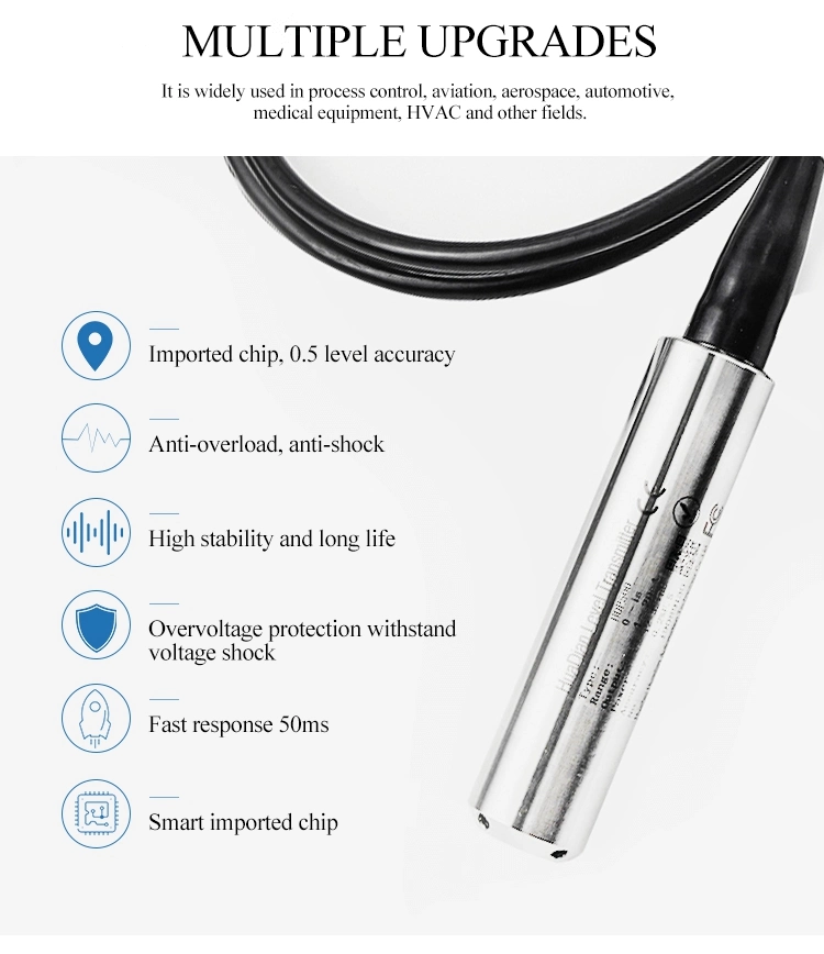 30m Hydrostatic Level Transmitter 4-20mA Electrode Water Level Sensor Probe