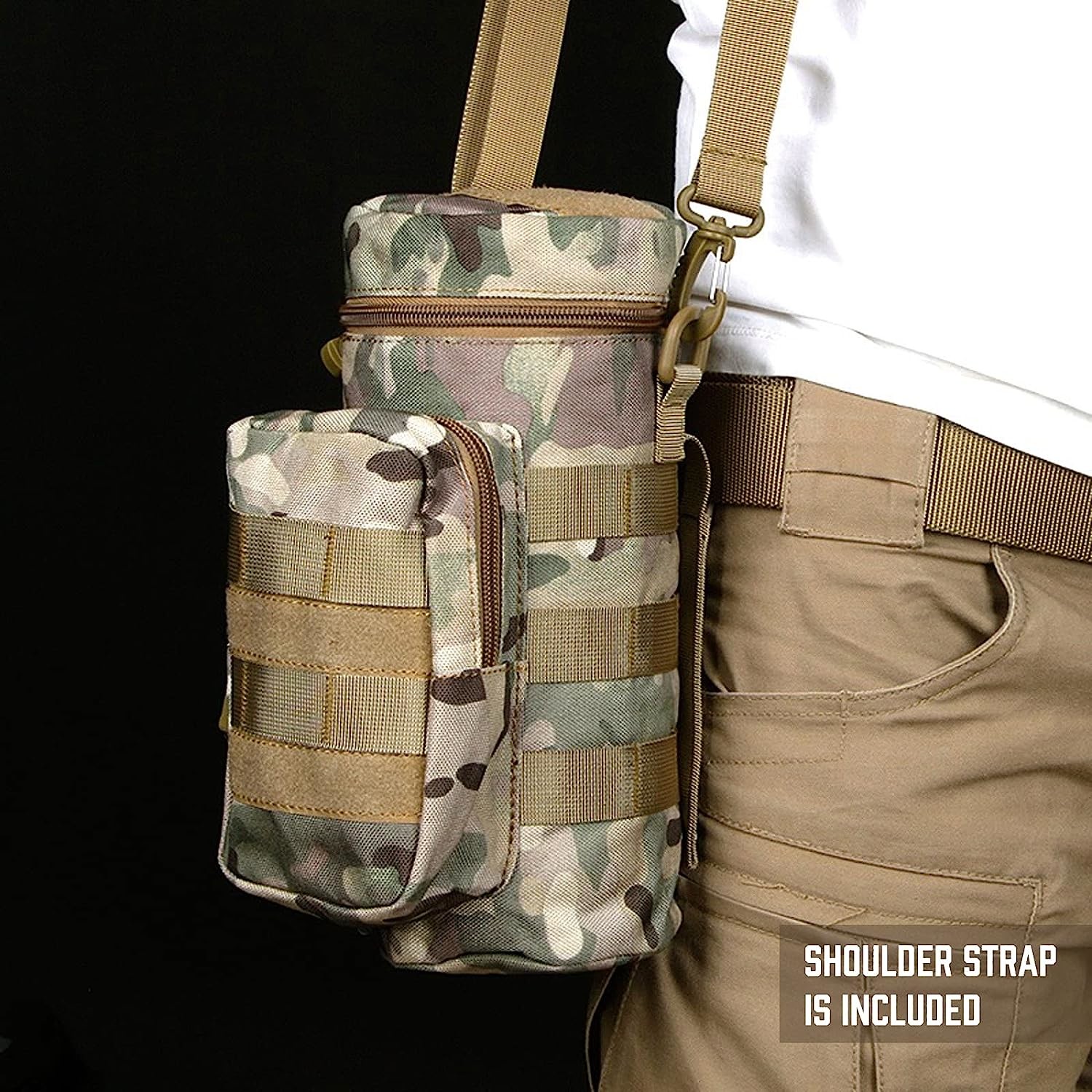 Tactical Molle Water Pouch, Tactical Bottle Holder Military Water Bottle Bag Hydration Carrier H20 Pouch Kettle Pouch