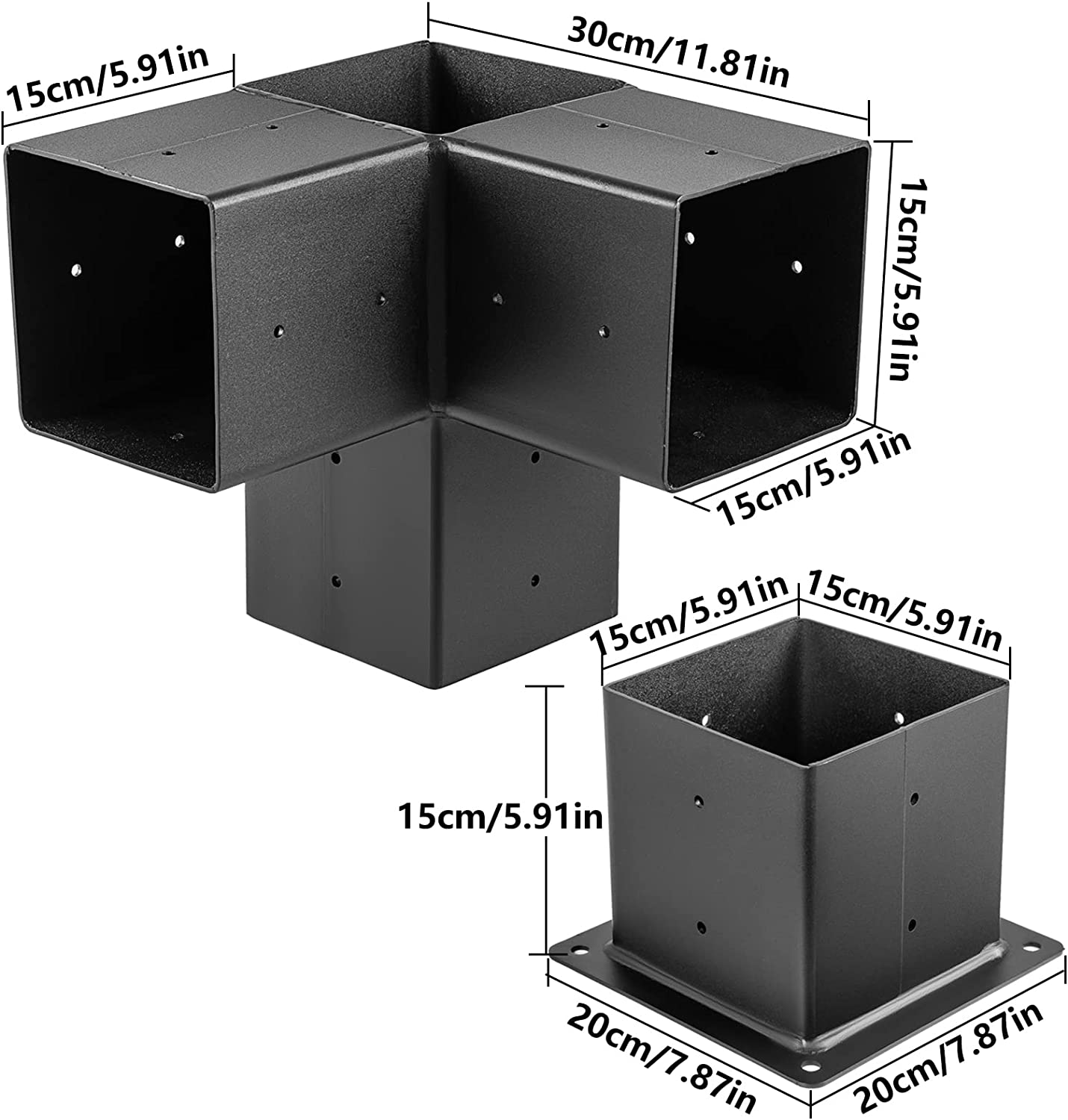 4x4 Pergola Brackets Kit 4-Way Woodworks Corner Brackets Bracket Shoulders Wood Post Base