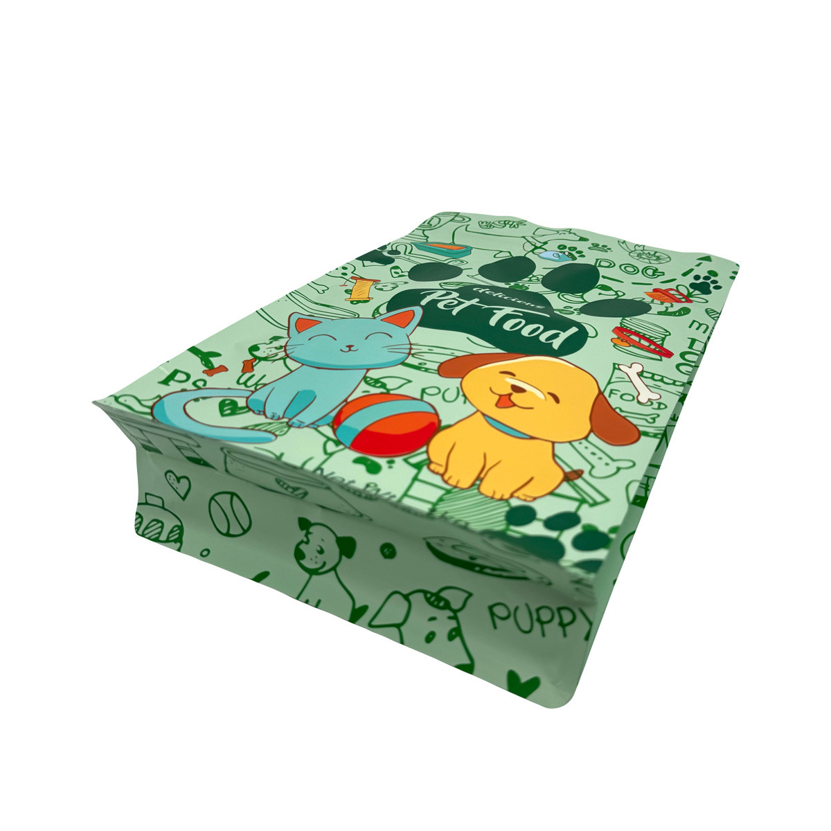 Custom Food Grade Sustainable 1.0kg Reclosable Ziplock Stand Up Square Bottom Pouch for Dog Cat Pet Food Packaging