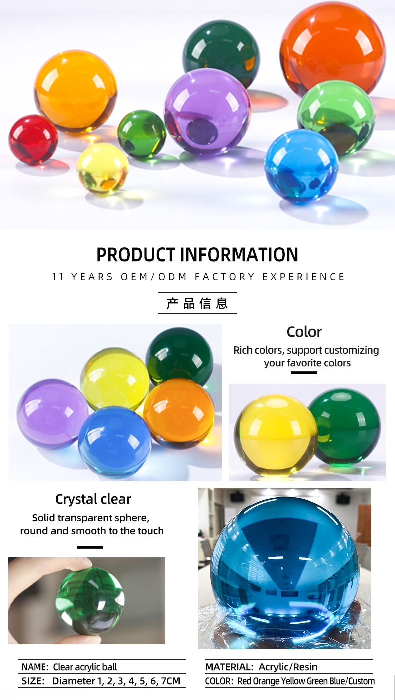Custom transparent Contact Juggling Ball Magic Tricks Crystal Ultra Clear Acrylic Resin Ball Manipulation Juggling ball