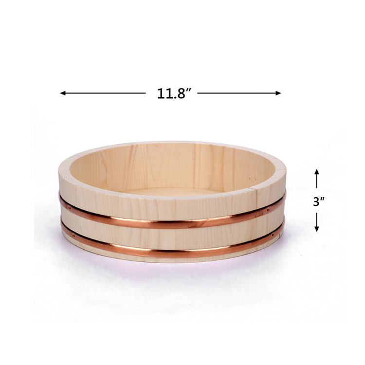 Diameter 39cm white pine Wooden Hangiri Rice Mixing Bowl