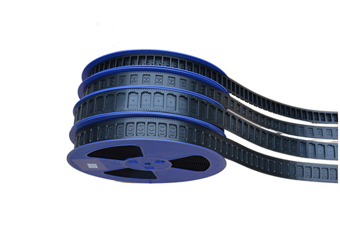 Black Color SMT Embossed Carrier Tapes , SMD LED Chip Plastic Reel Customized