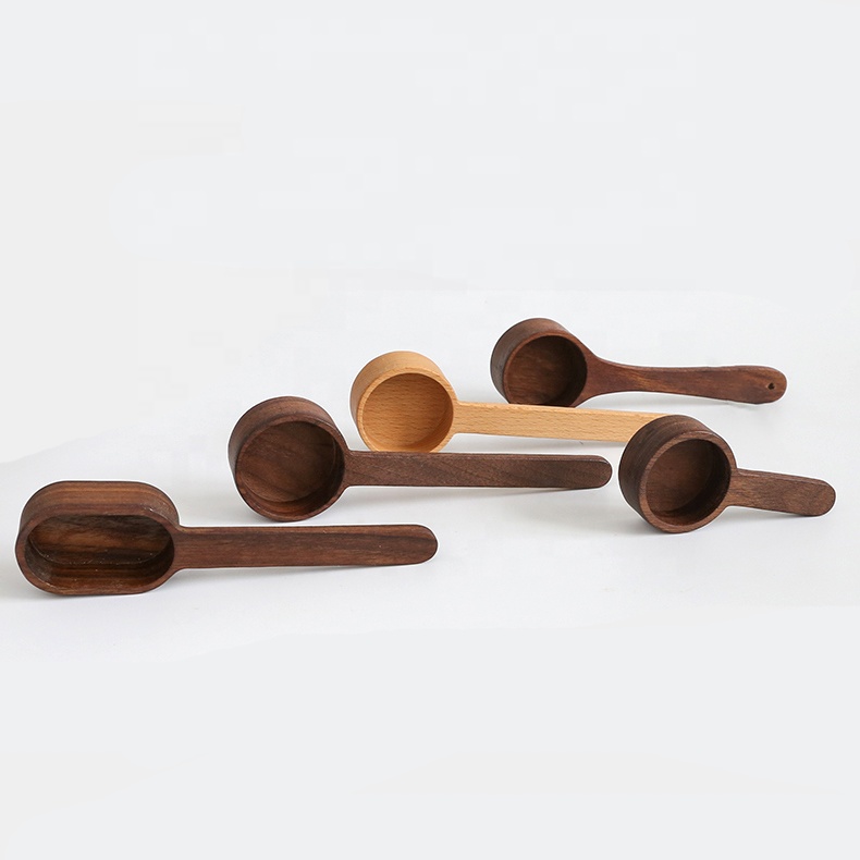 Acacia Wooden Kitchen Utensils Coffee Bean Wooden Measuring Spoon Black Milk Powder Spoon