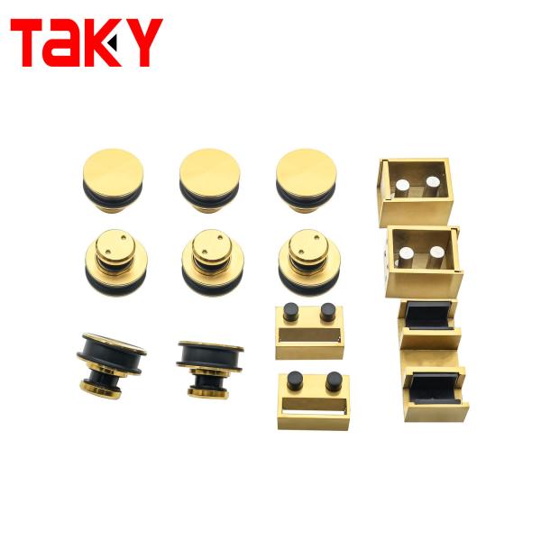 Enhance Your Bathroom with Gold Color Frameless Sliding Shower Door Hardware