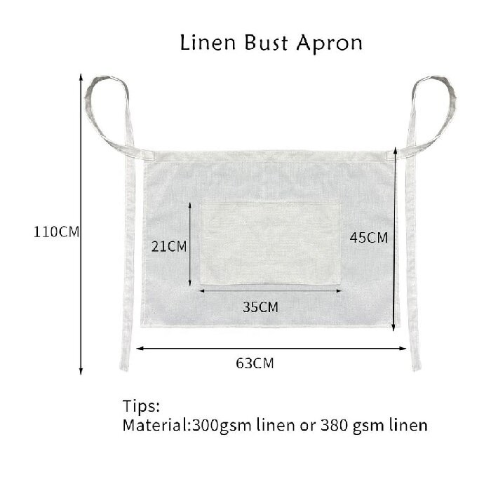 Blank Linen Sublimation Half Apron With Pocket For Sublimation Printing
