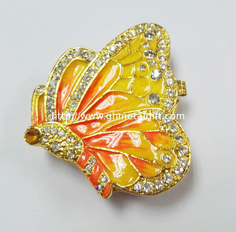 New style hot sale gift trinket boxes enamel jewelry box butterfly jewerly box