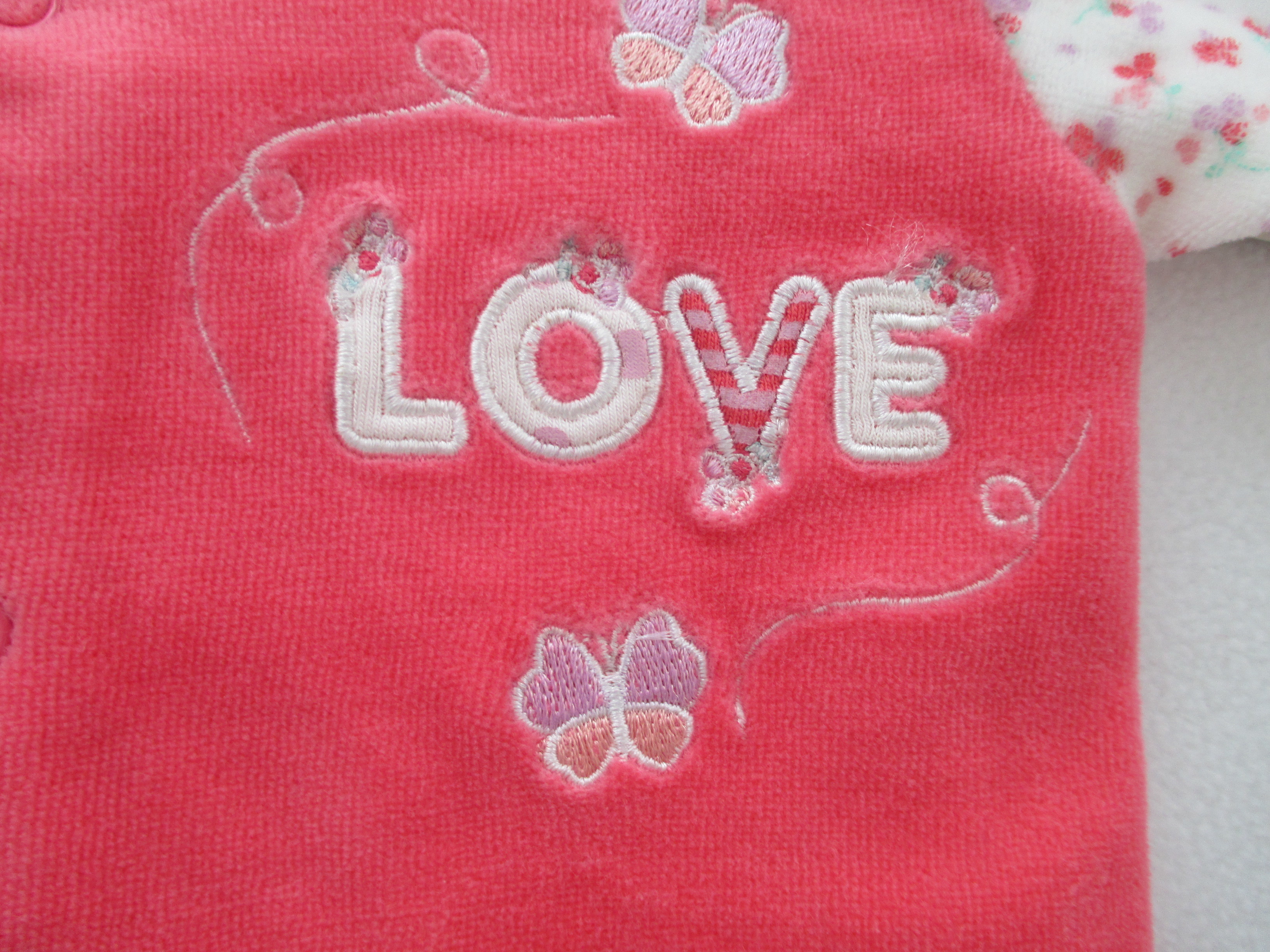 Snap Button 12M 240gsm Baby Velour Romper Frills On Shoulder