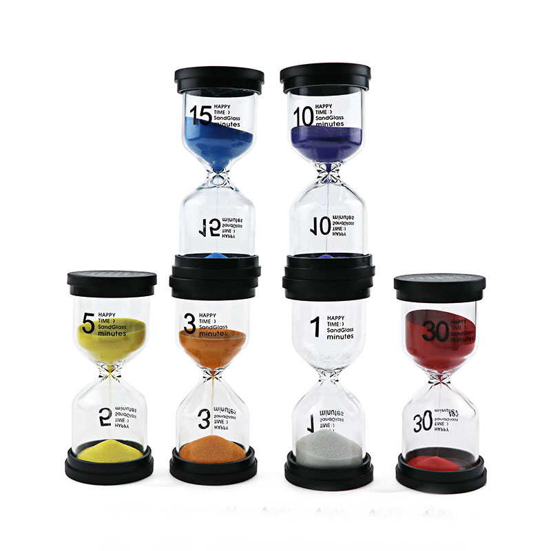 Black Cap Small Hourglass Timer 30 Minutes Color Customized for Timing