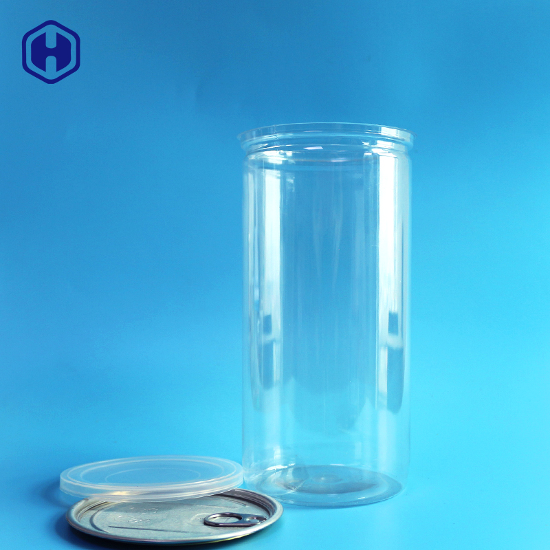 Aluminum Lid Clear Plastic Cans Long High 1380ml 401# Pop Corn Packaging