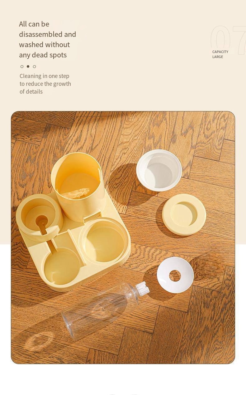 Automatic Cat Feeding Water Feeder Three-in-One Water Dispenser Ceramic Bowl for Cats and Dogs with Bell