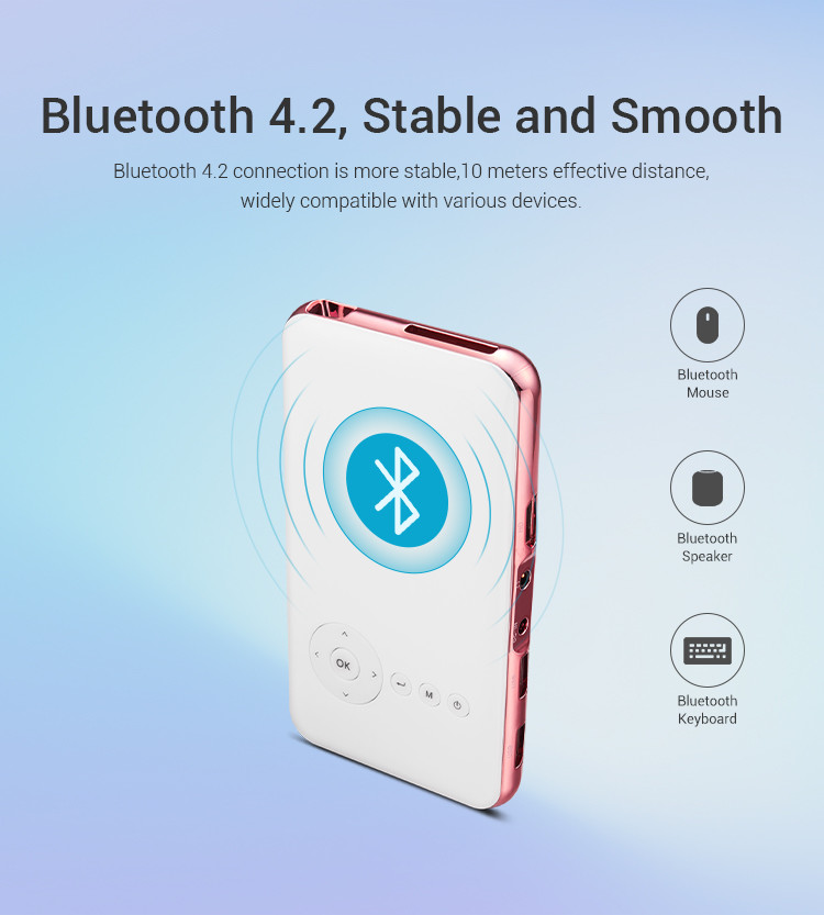 LED Mini DLP Android Pocket Projector For Mobile Outdoor Travel 5000MAH Rechargeable Battery