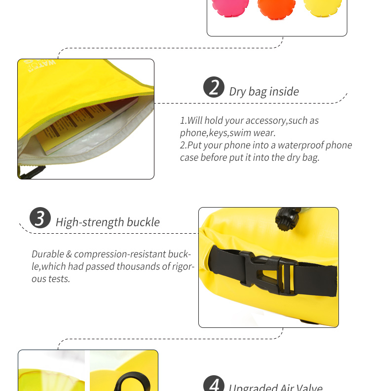 Custom 15L 20L 28L Open Water Swimming Float High Visible Tow Bag