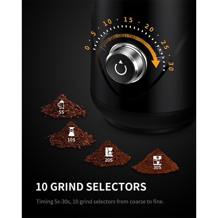 Adjustable Timing Knob Electric Coffee Grinder One Button Start For Coarse Fine Powder