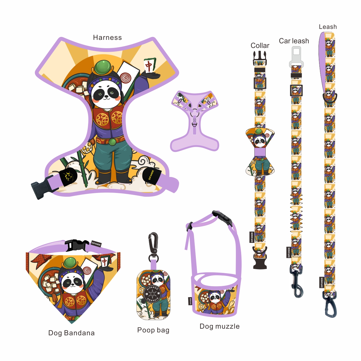 Customized Vest Collar Leash Harness Set 900D Nylon Lightweight Dog Harness