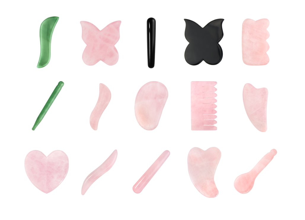 Chinese Jade Massaging Comb Rose Quartz Gua Sha Comb For Hair Head