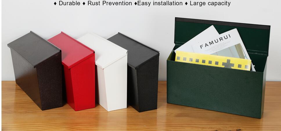0.8mm Thickness Print Custom Logo Black Powder Coated Wall Mounted Mailbox for Outdoor