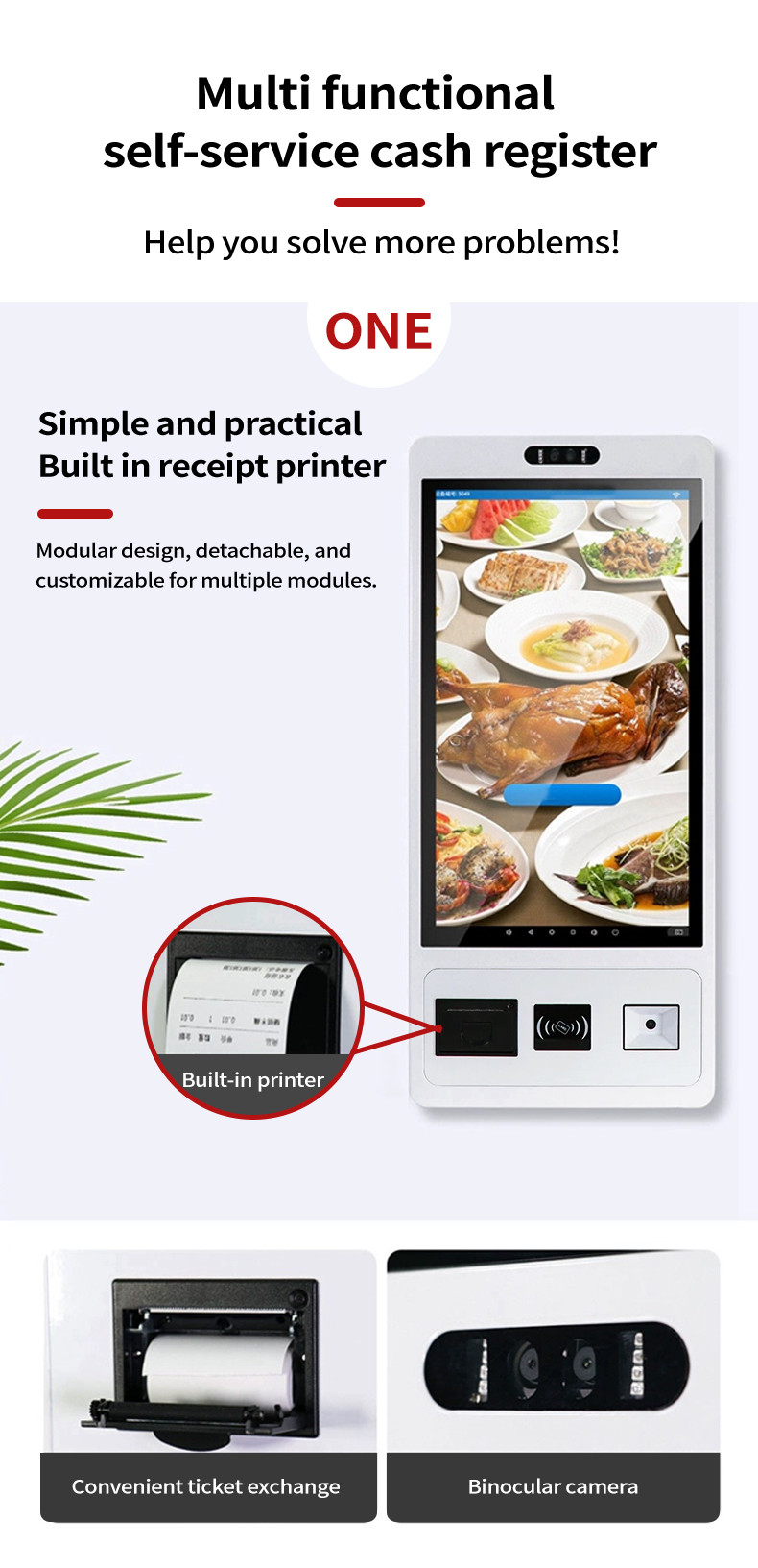 Slef service kiosk with Android Solution RK3288 15.6 Inch Display Size enterprise self service kiosk