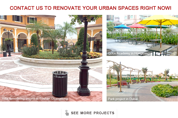 Custom Commercial Large Planters With Bench For Outdoor Garden Patio