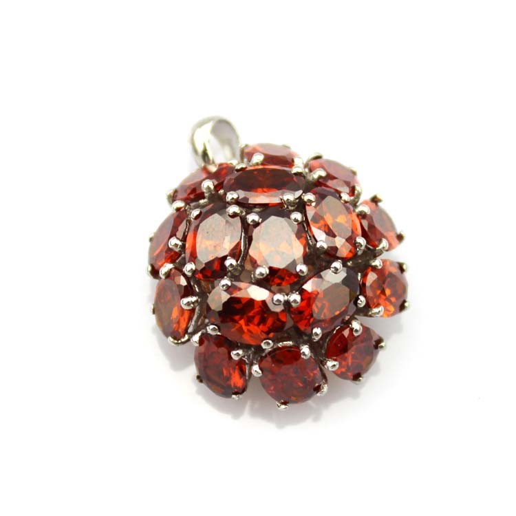 Fashion Sterling Silver Yellow Citrine Cubic Zircon Pendant Charm Necklace (FP052)