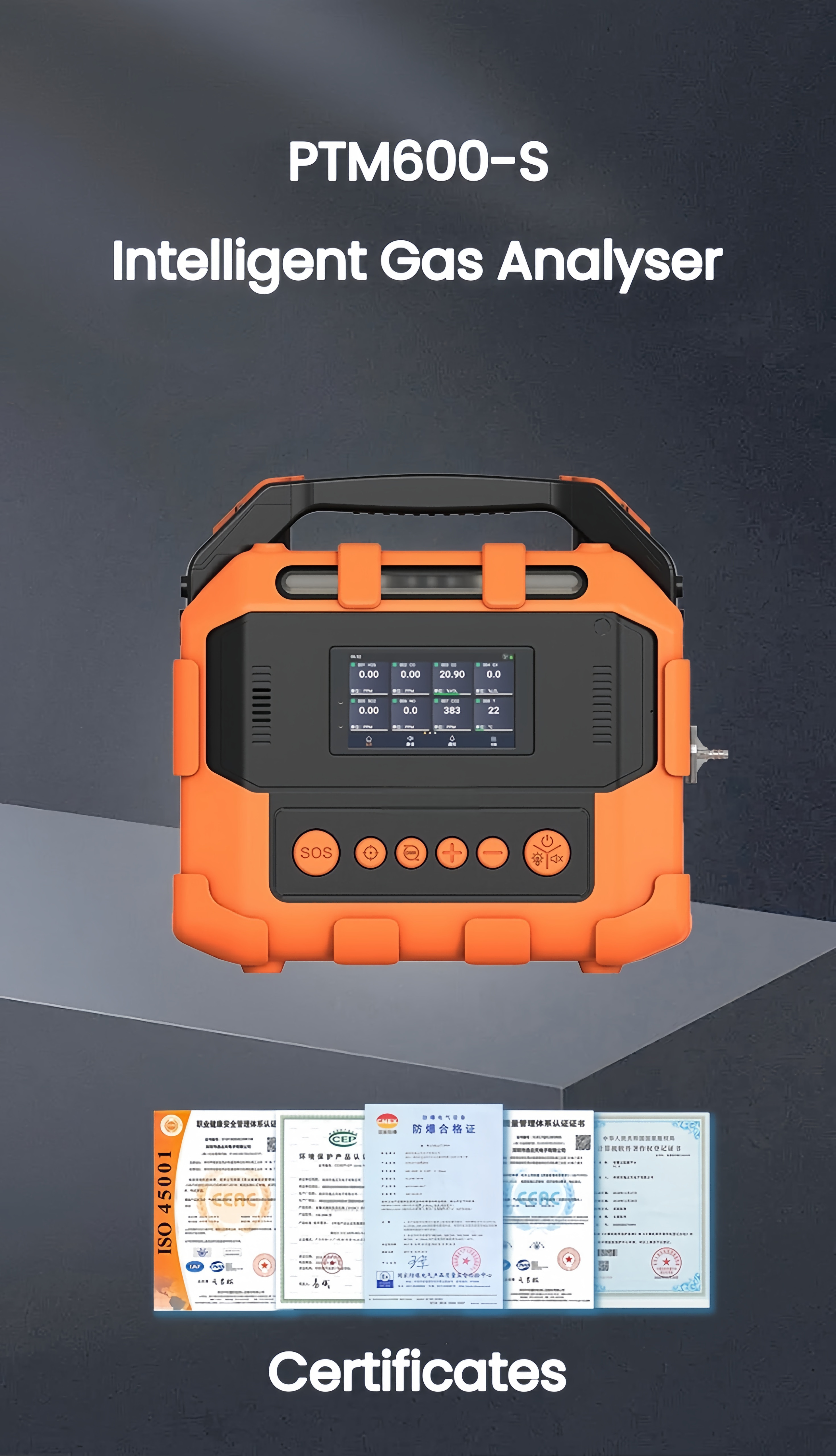 Ptm600-S Portable Multi-Gas Analyzer for Emergency Response and Laboratory Use