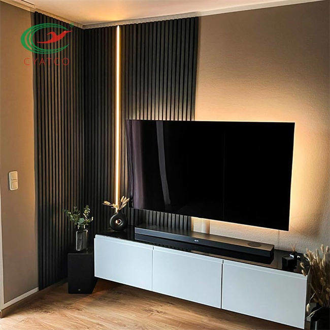 SGS Interior Vertical Wood Slat Wall Durable Soundproof For Studio