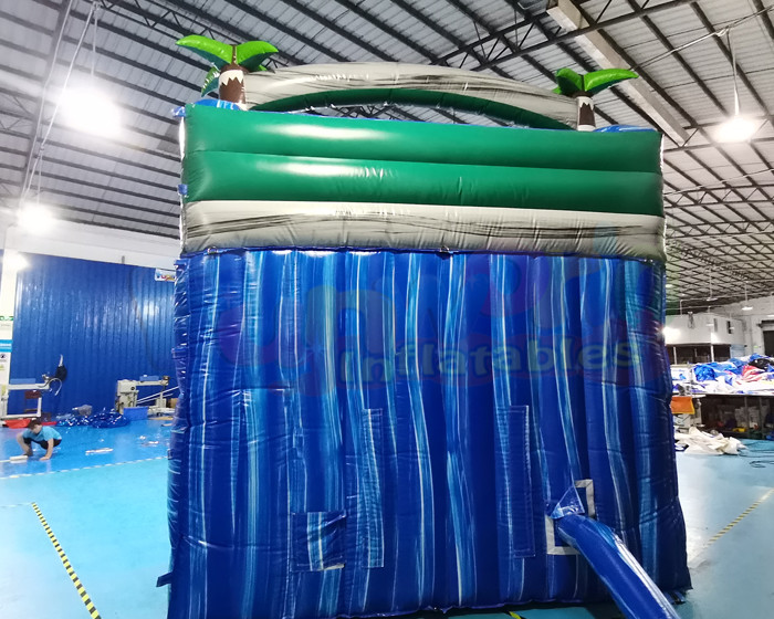 Palm Tree Double Outdoor Inflatable Water Slides For Kindergarten