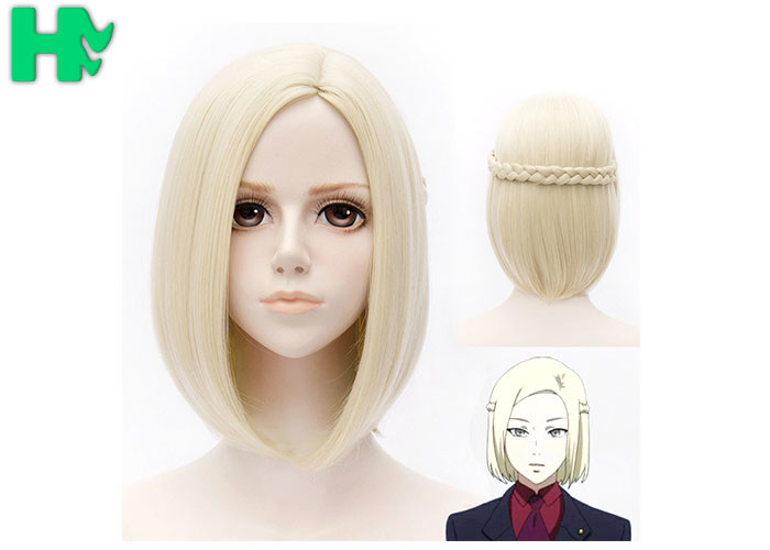 14" Kanekalon Fiber Synthetic Cosplay Wigs Natural Straight For Girls