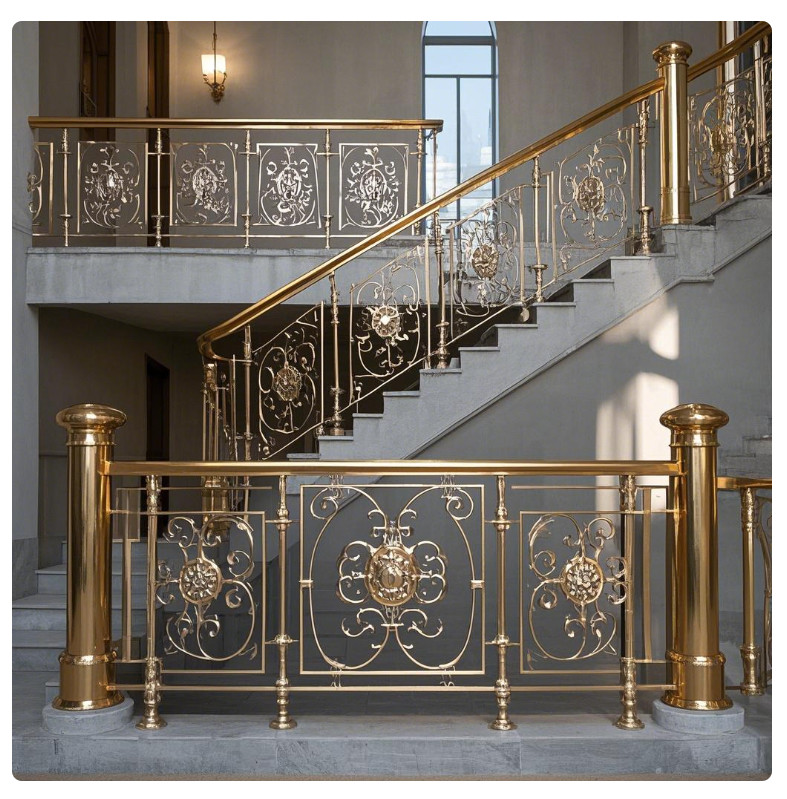 OEM Metal Frame Modern Staircase Handrail Systems With Tempered Glass Panels