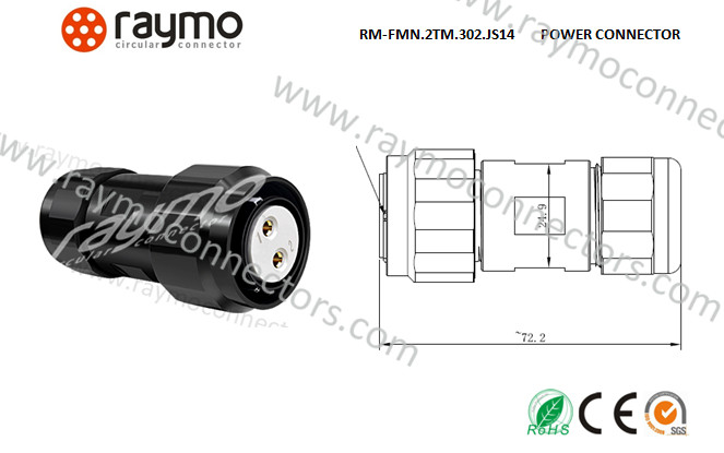 OEM Waterproof Power Connector , Screw Locking Connectors M-FMN.2TM.302.JS14