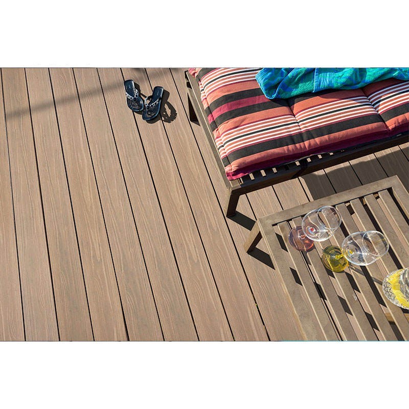 Anti Slip WPC Decking Board Waterproof Grooved Bamboo Plastic Composite Decking
