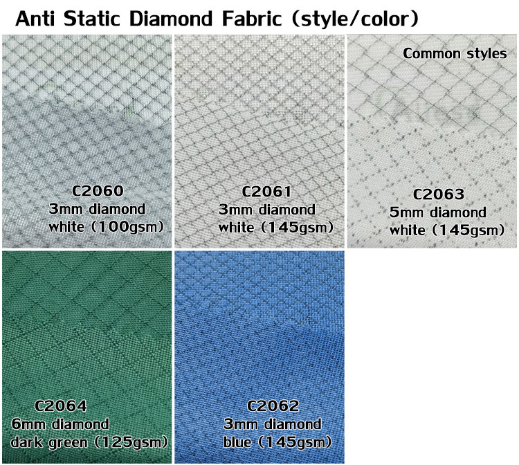 96 Polyester 4 Carbon 3mm Diamond Fabric ESD Antistatic Coat