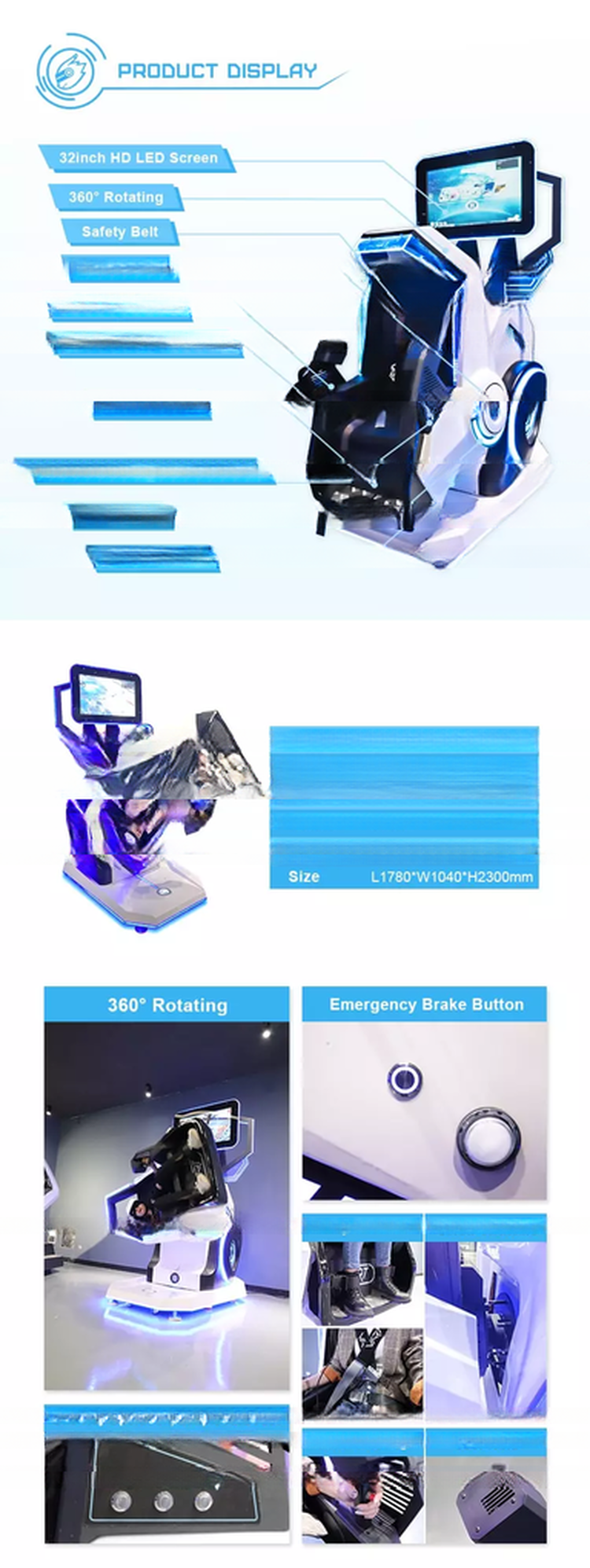 Dreamland Virtual Reality Racing Game 360 Degree Rotation 9D VR Motion Chair For VR Theme Park