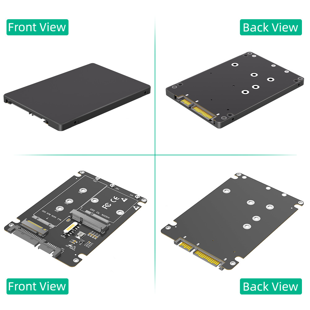 Full-size NGFF M.2 B Key/mSATA SSD to 2.5 SATA3 Adapter 2 in 1 with Plastic Enclosure