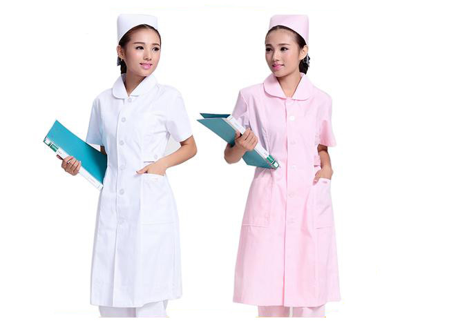 Medical Fabric Anti Chlorine Womens Nursing Scrubs With Two Front Patch Pockets