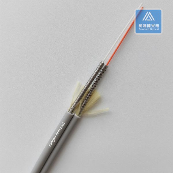 Duplex Om1 Fiber Cable Armored Ofc Cable 3.0mm X2pcs Grey PVC