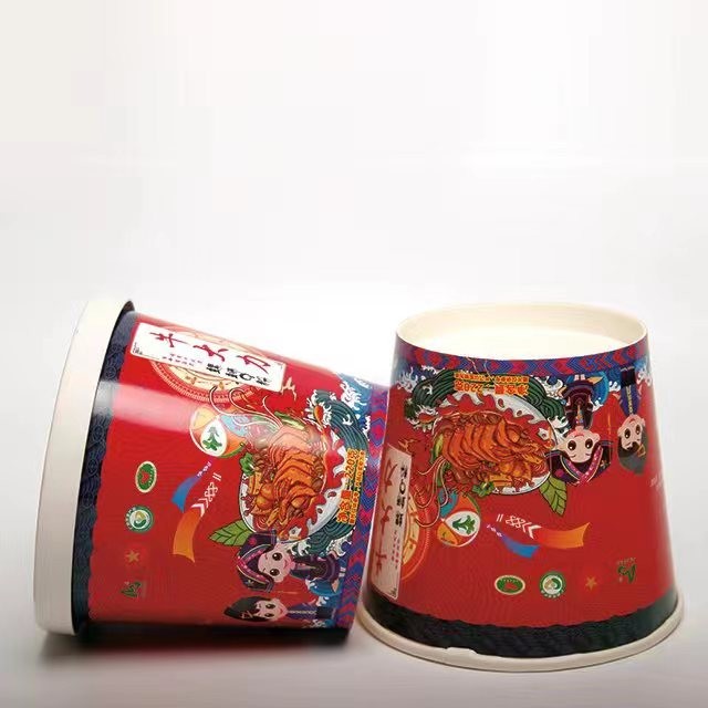 Takeaway Paper Noodle Bowl Fast Food Ramen Packaging Cup With Lid 1100ml
