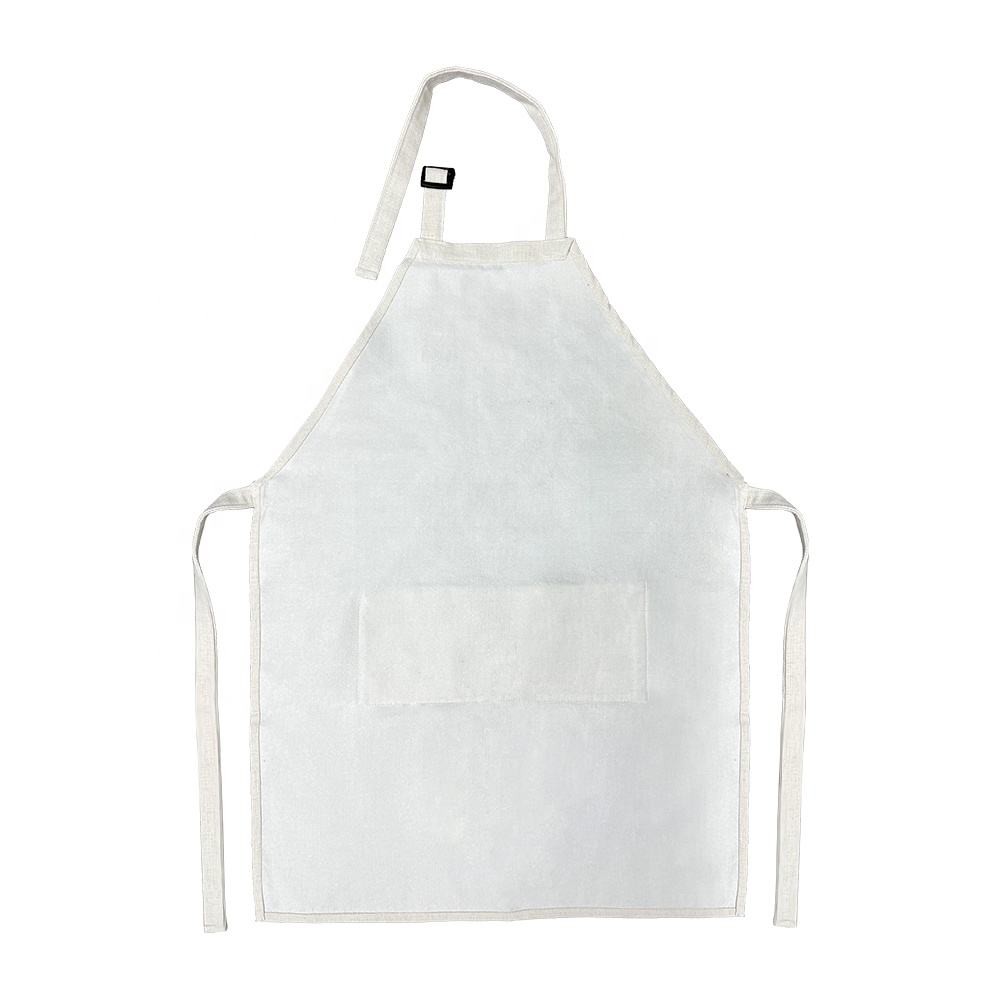 Printable Blank White Adjustable Sublimation Linen Apron With Pocket For Adult and Kids
