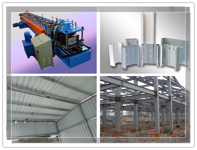 Galvanized Steel C Purlin Roll Forming Machine With High Precision In Cutting