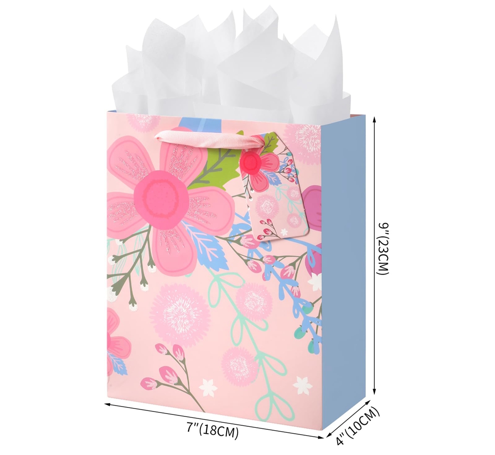 Custom Color Accepted Fashion Flower Printing Fancy Shopping Paper Bags For Presents