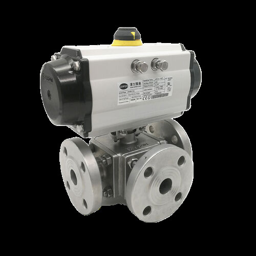 Precision Control Titanium Ball Valve Pneumatic Three-Way Flanged Design For Industrial
